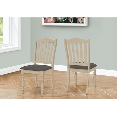 Monarch Specialties Dining Chair, 39 in. Height, Set Of 2, Dining Room, Kitchen, Side, Antique Grey, Grey Fabric I 1392